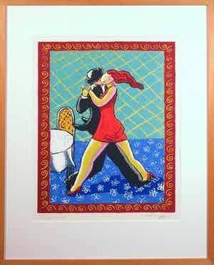 Jacques Tange - Zeefdruk, Tango dinner - Ingelijst verkocht voor € 70!