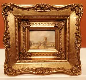 Niet of onleesbaar gesigneerd - Hollandse School 19e eeuw - Landschap met molen - met monogram verkocht voor € 10!