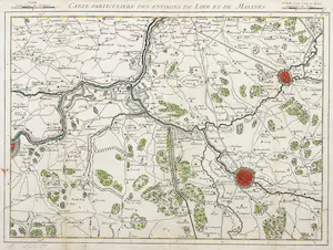 AcheterGuillaume Dheulland - Handgekleurde gravure, Carte particuliere des Environs de Lies et de Malines? Enchérissez de 20!
