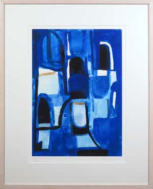 Theo Kuijpers - Litho, Zonder titel (Blauw) - Ingelijst verkocht voor € 40!