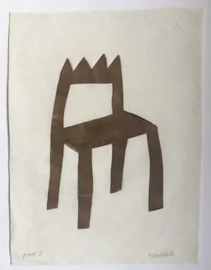 Klaas Gubbels - Koningsstoel - gesigneerde houtdruk - proefdruk. kopen? Bied vanaf 350!