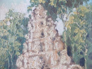 Niet of onleesbaar gesigneerd - Rijkversierde tempelingang - Olieverf op doek kopen? Bied vanaf 1!