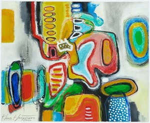 Hans Heijman - Acryl en krijt op papier, Zonder titel - Ingelijst kopen? Bied vanaf 80!