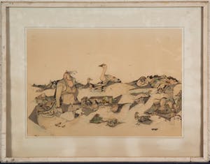 Jan Bruens - Landschap - 1973 - inkt en aquarel op papier - BKR Aerdenburg kopen? Bied vanaf 20!