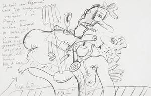 Anton Martineau - Houtskool, Tekening met gedicht kopen? Bied vanaf 50!