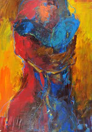 Franscz Witte - Olieverf op karton, Rustende krijger (Groot) verkocht voor € 1!