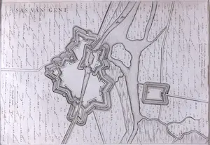 AcheterJoan Blaeu - Gravure, Sas van Gent, Vestingplan uit Stedenboek? Enchérissez de 1!