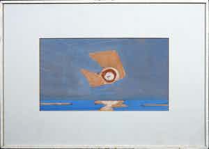 Paul Overhaus - Gouache op papier, Ondergaande zon - Ingelijst verkocht voor € 50!