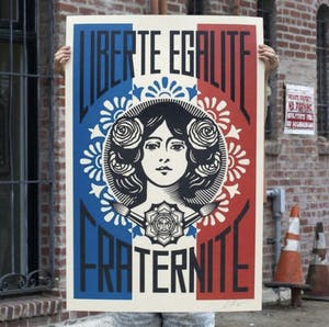 Shepard Fairey - LIBERTÉ, ÉGALITÉ, FRATERNITÉ - gesigneerd kopen? Bied vanaf 1!