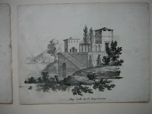 Johannes Cornelis van Pappelendam - 4 litho s gebouw en landschap kopen? Bied vanaf 20!