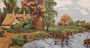 Brons (Onbekend) - Landschap boerderij en bootje kopen? Bied vanaf 1!