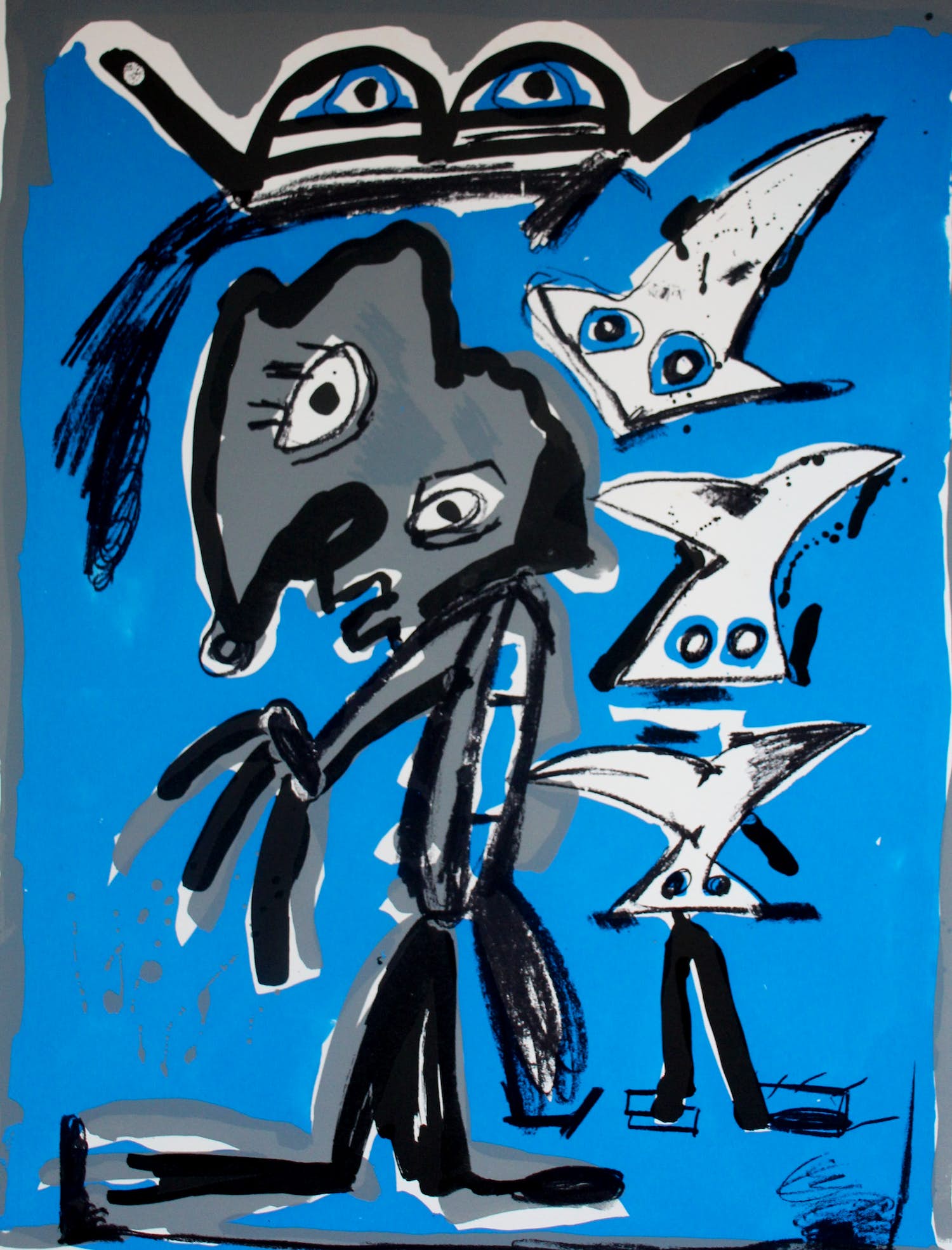 Lucebert - Zeefdruk: Zwerver aan zee - 1987 verkocht voor € 250!