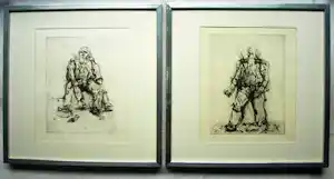 Georg Baselitz - 2 Ingelijste etsen , o.a. Die Falle (‘De val’ , ‘The trap’) uit 1965 vendu pour 110€ !