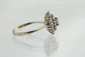 1 - Chique 14Krt gouden rozet ring met 23 briljant geslepen diamanten ca 0.90 ct kopen? Bied vanaf 590!
