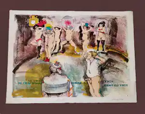 marcia Marx - Amerikaans grafica en beeldend kunstenaar kleuren lithografie "Simon Sez" kaufen? Bieten Sie von 62!