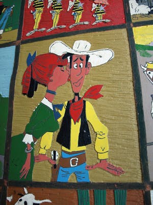Curiosa - 12 Uit linoleum gesneden covers Lucky Luke – Groot – jaren ‘70 kopen? Bied vanaf 1!