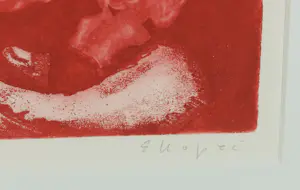 Eliza Kopec - Set van twee mooie etsen / aquatints, A man with a view + Rode vrouw - Ingelijst kopen? Bied vanaf 100!