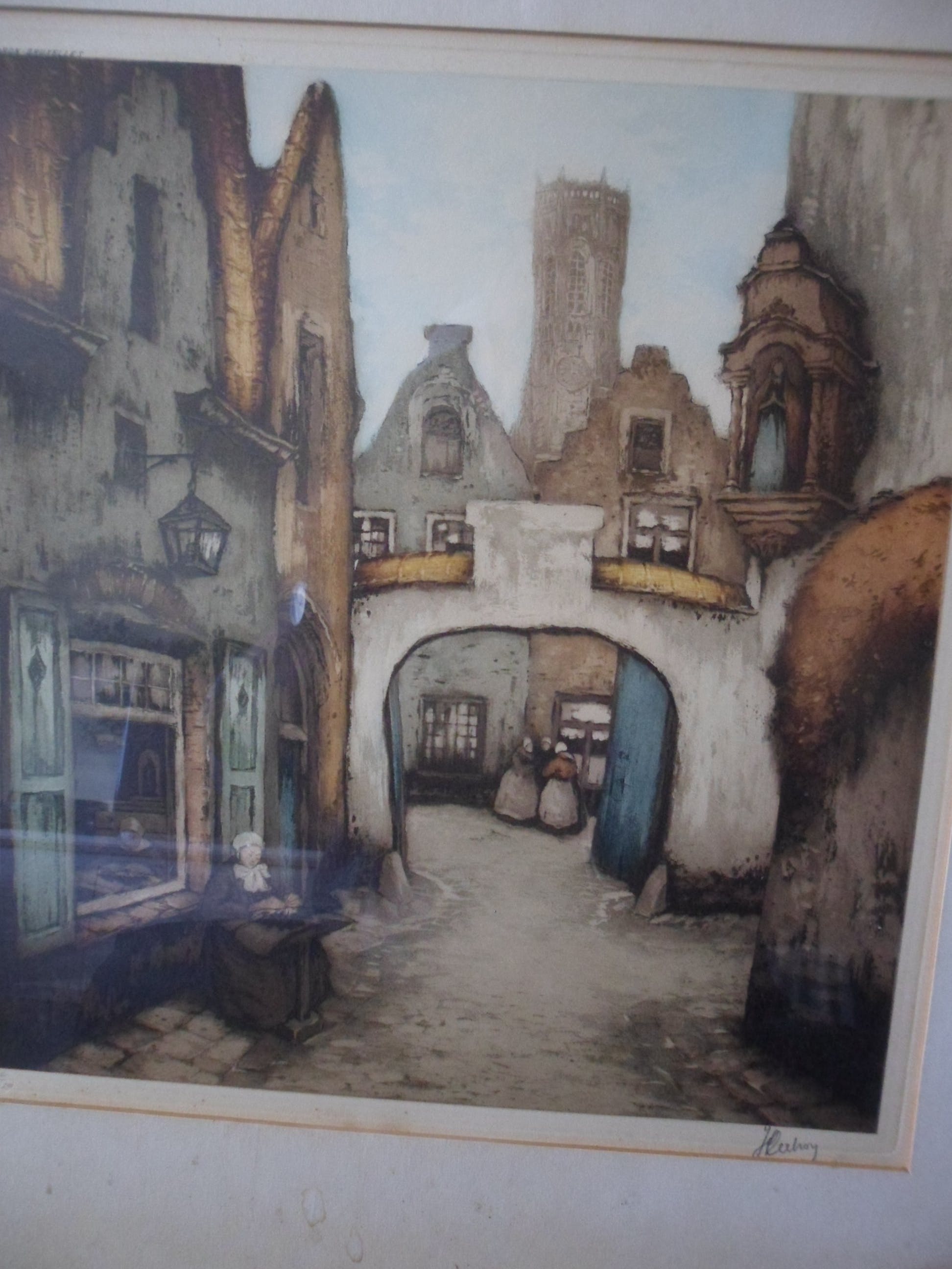 Jef Codron - Kleuren ets: Stadsgezicht te Brussel. kopen? Bied vanaf 1!