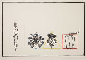 Pieter Becks - Linosnede, 4 planten kopen? Bied vanaf 1!