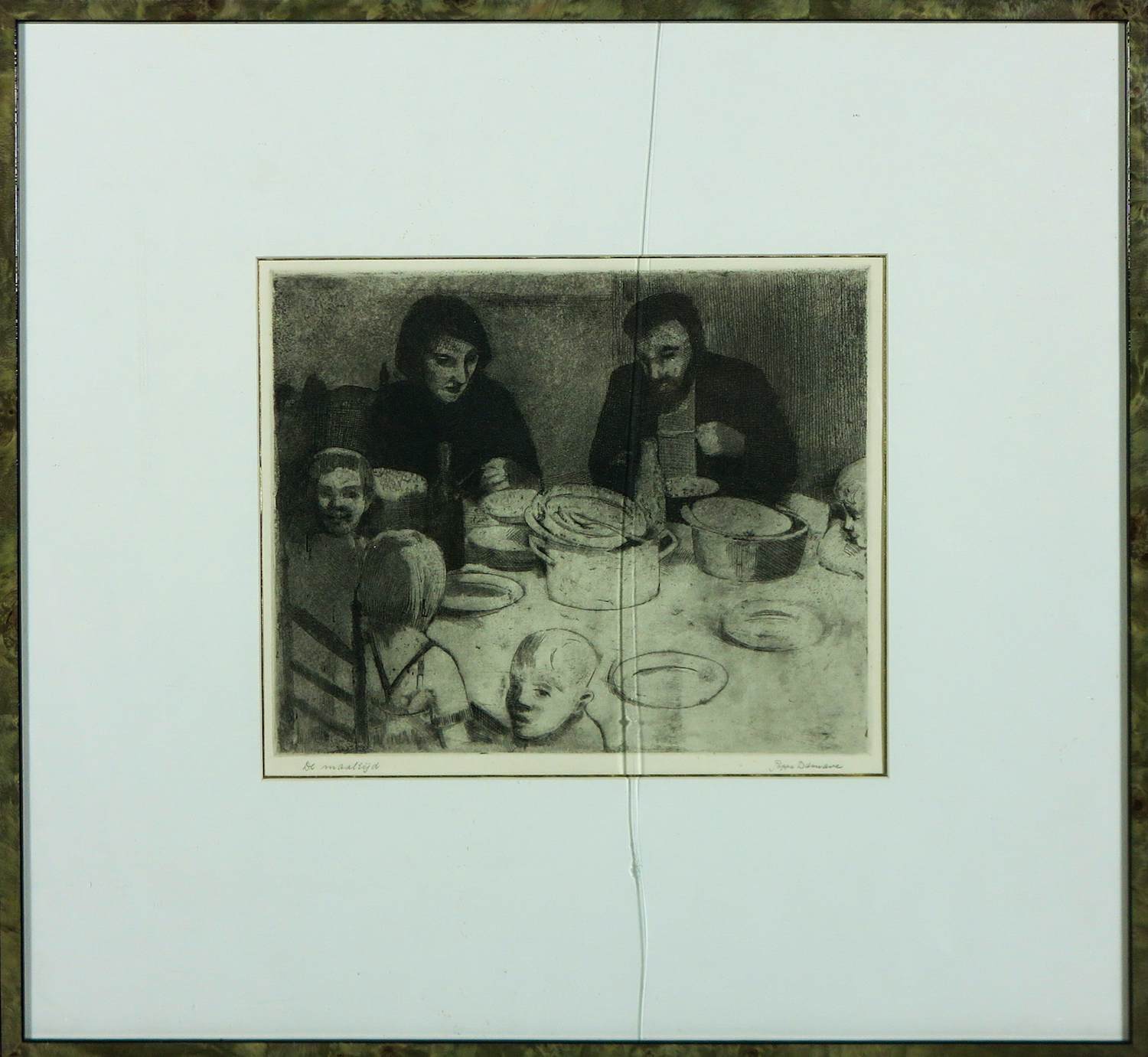 Poppe Damave - Ets, De maaltijd - Ingelijst kopen? Bied vanaf 30!