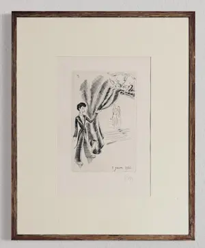 Rene Mels - Das Theater – 1946 – Seltene signierte Kaltnadelradierung – gerahmt kopen? Bied vanaf 50!