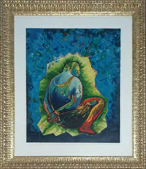 Sandro Chia - Litho: 'Lo Schiavo' - Mooi ingelijst! verkocht voor € 345!