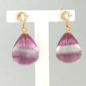 18k rosé gouden oorhangers met fluoriet en briljant geslepen diamant tot. 0.28ct kopen? Bied vanaf 475!