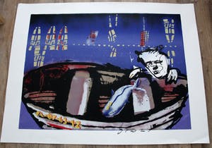 Herman Brood - zeer grote zeefdruk: Haven kopen? Bied vanaf 10!