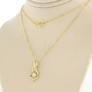 14k geel gouden collier met hanger bezet met diamant 0.06 ct - 45 cm kopen? Bied vanaf 170!