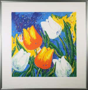 Roel Hofman - Zeefdruk, Tulpen III - Ingelijst (Groot) verkocht voor € 35!