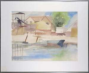 Niet of onleesbaar gesigneerd - Aquarel, Saône bij Chalon - Ingelijst kopen? Bied vanaf 1!