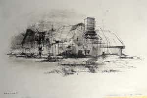 Dirkje Kuik - Tekening, Boerderij van ver voor mijn tijd verkocht voor € 45!