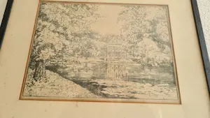 Simon Moulijn - Simon Moulijn Boslandschap met water en huis ets , gesigneerd kopen? Bied vanaf 50!