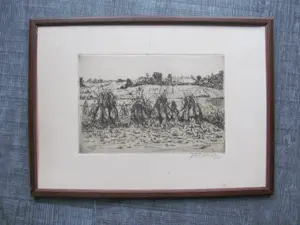 Johan D. Scherft - 2 etsen = Kasteel Wijnandsrade en korenschoven kaufen? Bieten Sie von 30!