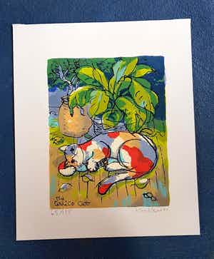 Michael Leu - The Calico Cat, Serigrafie 2001 verkocht voor € 130!