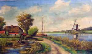 Jan van Vlaardingen - polderlandschap met vaart verkocht voor € 30!