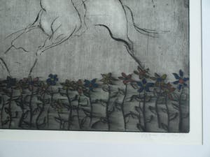 Wim Worm - Ets , Hijgend hert – ingelijst 63 x 88 cm – 1980 - oplage 15 ex. kopen? Bied vanaf 10!