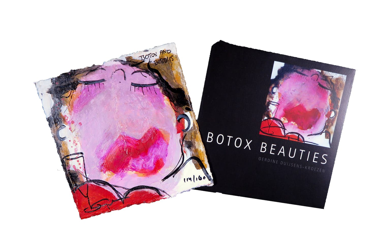 Gerdine Duijsens-Kroeze - Boek met zeefdruk op geschept papier, Botox and Bubbles verkocht voor € 1!
