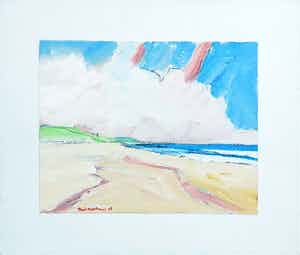 Paul Overhaus - Acryl op linnen, Strand II - Ingelijst verkocht voor € 50!