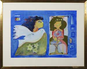 Rene D. Tosari - Gouache, Zonder titel - Ingelijst verkocht voor € 100!