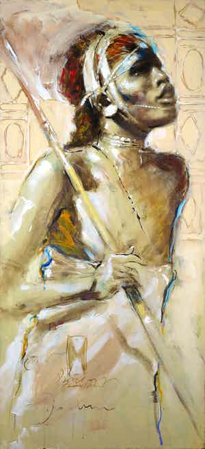 Jochum Bakker - Acryl op doek, Krijger (Groot) verkocht voor € 1!