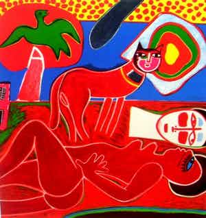 Corneille - Corneille : Grote zeer kleurrijke lithografie fraai ingelijst! verkocht voor € 595!