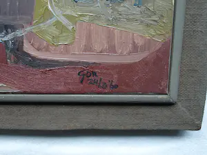 Kor Heemsbergen - Olieverf op doek, Abstracte voorstelling - 1960 - Ingelijst kopen? Bied vanaf 150!