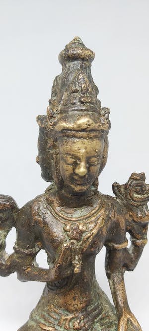 Brons (Onbekend) - Antiek Tara Boeddha Beeld met Drie Gezichten rond 1890 kopen? Bied vanaf 85!