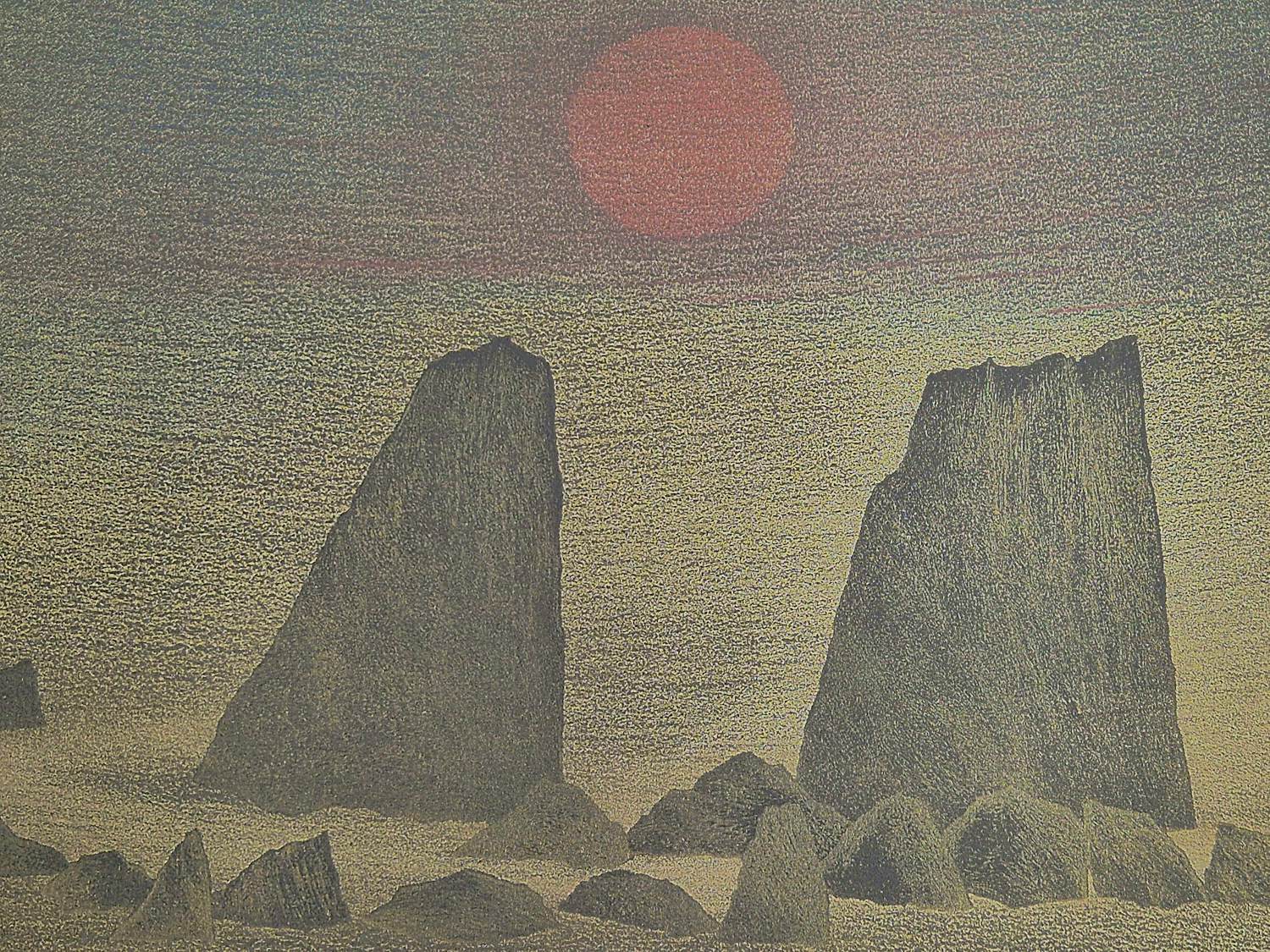 Fred Koot - Kleine oplage Litho - Zen-boeddhisme serie - "Kare Sansui" potloodgesigneerd kopen? Bied vanaf 41!