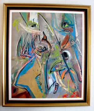 Jan te Wierik - Fantastisch groot Schilderij “ Fabeldieren “ verkocht voor € 1250!