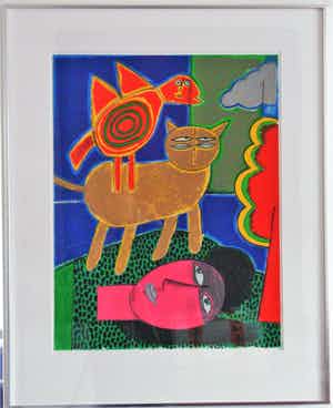 Corneille - l'Oiseau, le chat et la tete rose verkocht voor € 399!