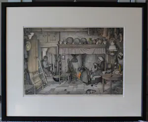 Jan Strube - "Boereninterieur omstreeks 1900, NB Nederland" kopen? Bied vanaf 75!