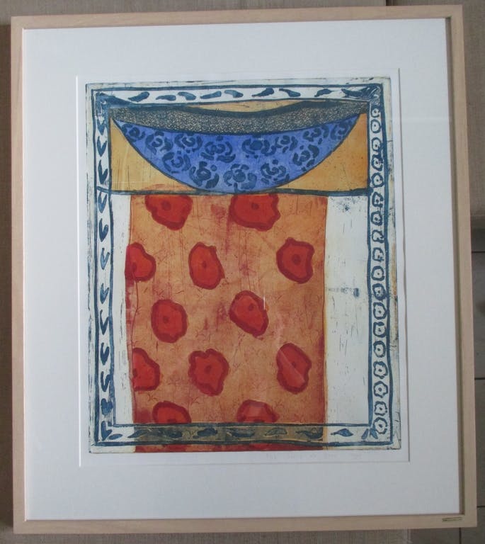 Lukie de Bree -  ingelijste ets, "Schaal, bloemen" Barth-lijst kopen? Bied vanaf 50!