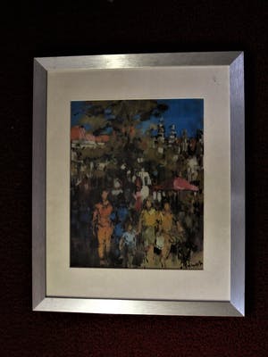 Rob Houdijk - Gesigneerde zeefdruk "Zomerse dag op de markt" beperkte oplage van 50 stuks kopen? Bied vanaf 10!